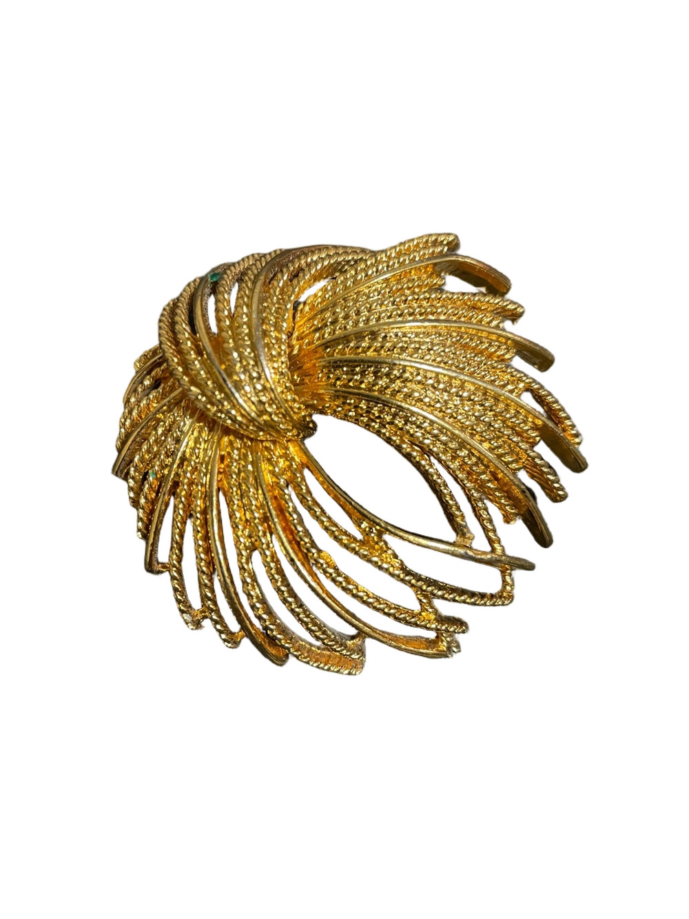Vintage Monet Signed Mirador Gold-Tone Textured Swirl Brooch
